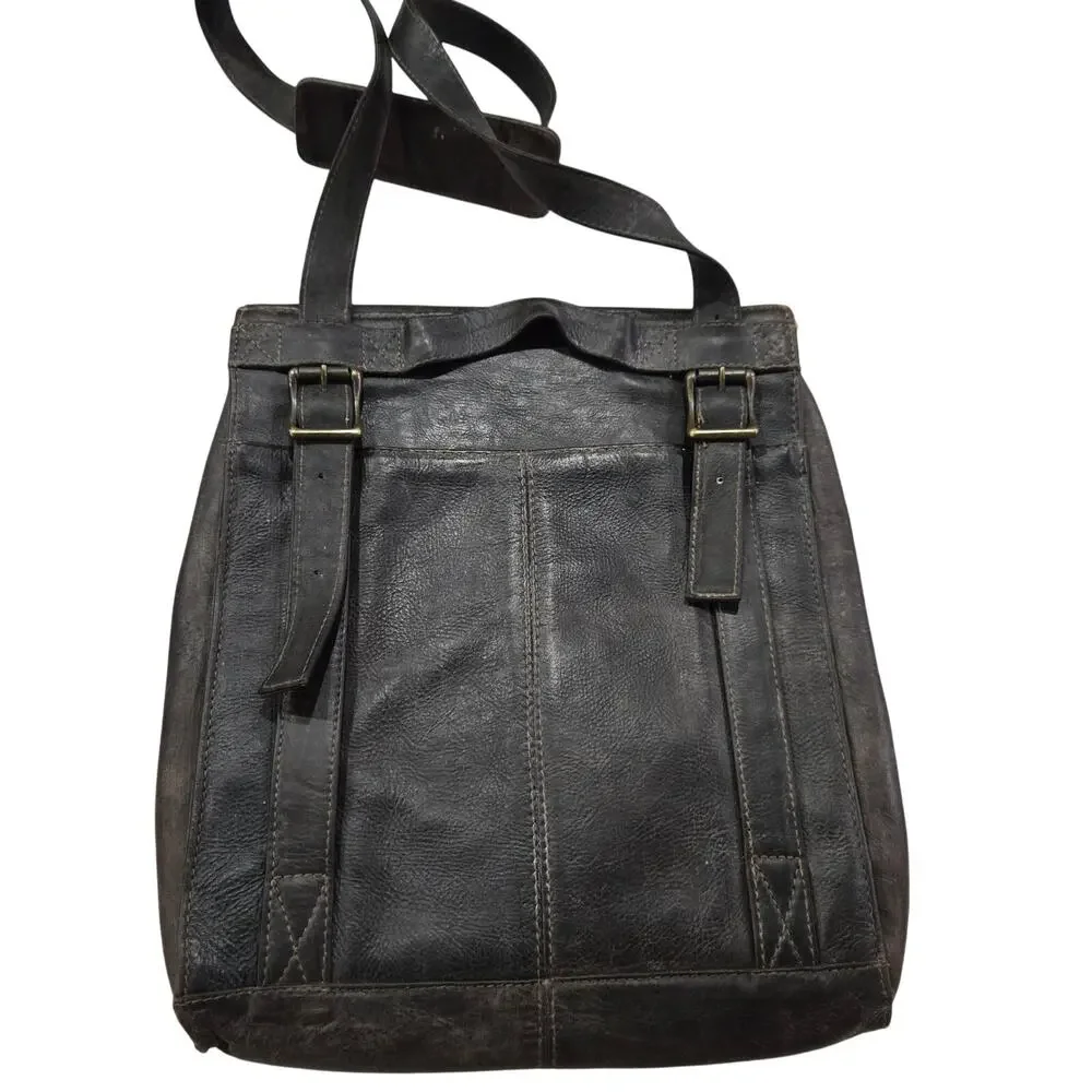 Vintage Hobo International Leather Messager Bag Large Fold Over Flap‎ 90s